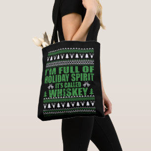 Tote Bag Whiskey est mon esprit drôle et moche pull de Noël
