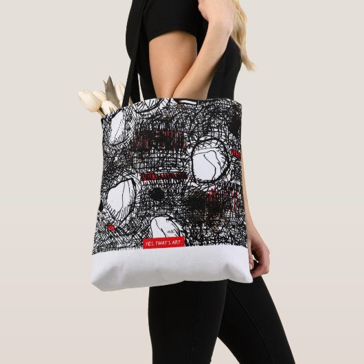 Tote Bag White and Black Scribble (De près)