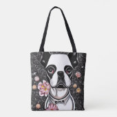 Tote Bag White Boston Terrier (Dos)