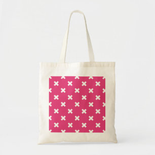 Tote Bag White cross stitches on fuchsia