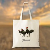 Tote Bag White Faced Black Spanish Roosters Chickens Name