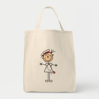 Tote Bag White Female Stick Figure Nurse 2 Gifts