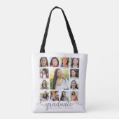 Tote Bag White Graduation K-12 Script Photo Collage Moderne (Dos)