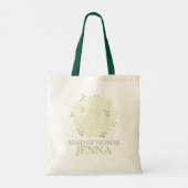 Tote Bag White green posy merci Maid of hony mariage (Dos)
