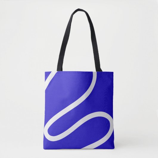 Tote Bag – White Lines on Blue (Voorkant)