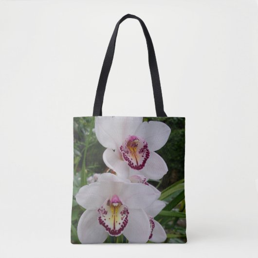 Tote Bag White Orchids Beautiful Tropical Flowers (Devant)