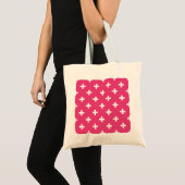 Tote Bag White polka crosses on fuchsia (Devant (produit))