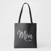 Tote Bag White Script Established Mom (Devant)