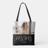 Tote Bag White Script Established Mom Black Customizable  (Dos)