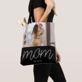 Tote Bag White Script Established Mom Black Customizable  (De près)