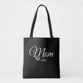 Tote Bag White Script Mom Established New Mom (Devant)