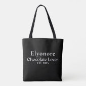 Tote Bag White Script Name Established Chocolate Lover (Dos)