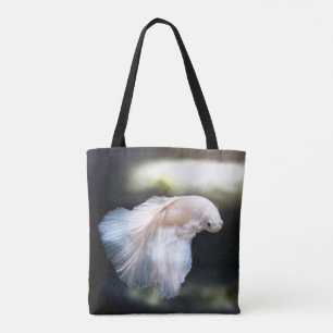 Tote Bag White siamese Fighting Fish