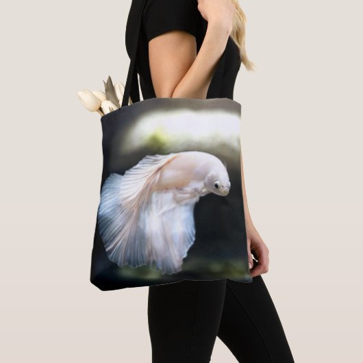 Tote Bag White siamese Fighting Fish (De près)