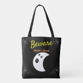 Tote Bag White Spider Webs et mignon moderne Ghost Black (Dos)