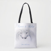 Tote Bag White Unicorns Love couple (Devant)