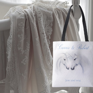 Tote Bag White Unicorns Love couple