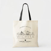 Tote Bag Wichita, Mariage du Kansas | Skyline stylisée (Devant)