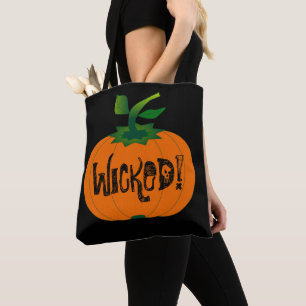 Tote Bag Wicked Happy Halloween Citrouille noir orange