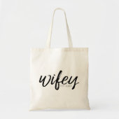 Tote Bag Wifey - Whimsical Black Calligraphy pour la mariée (Devant)