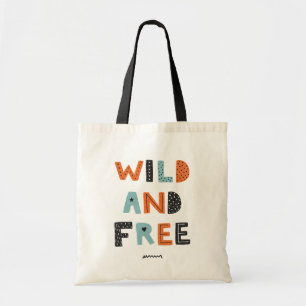 Tote Bag Wild and Free   Doodle Letters