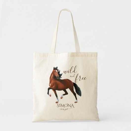 Tote Bag Wild et gratuit brun hackney cheval filles fête ca (Devant)