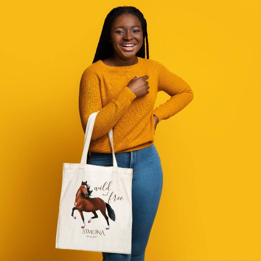 Tote Bag Wild et gratuit brun hackney cheval filles fête ca