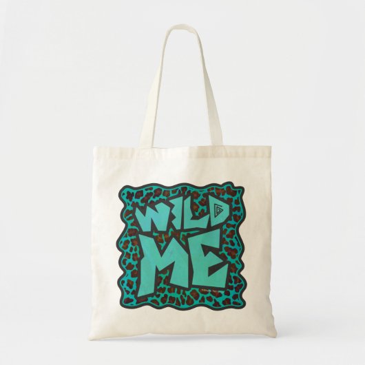 Tote Bag Wild Me Design léopard Brown et Turquoise (Devant)