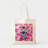 Tote Bag Wild Me Vache rose et blanc (Devant)