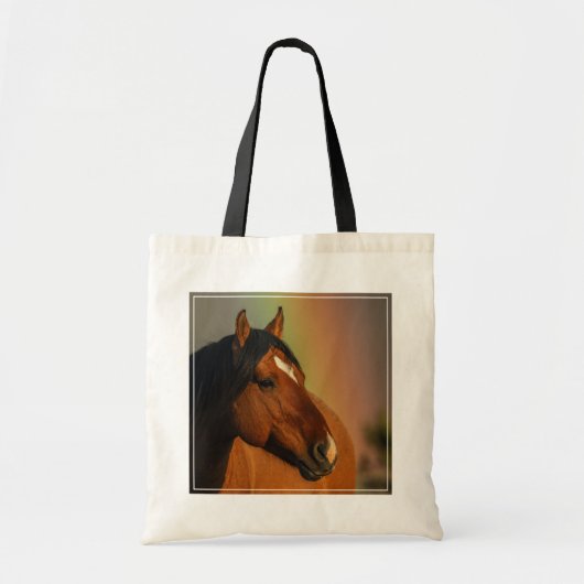 Tote Bag Wild Stallion, Golden Light and Rainbow (Devant)