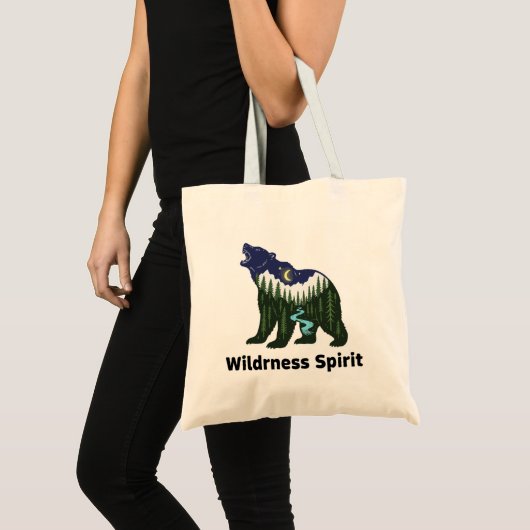 Tote Bag Wilderness Spirit Bear Silhouette | Rustic Forest (Devant (produit))
