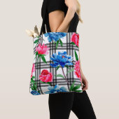Tote Bag Wildflower red and blue peonies flowers pattern in (De près)