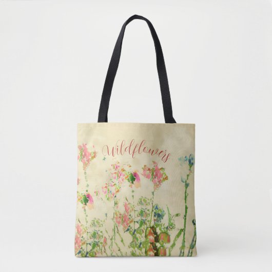 Tote Bag Wildflowers Text  (Devant)