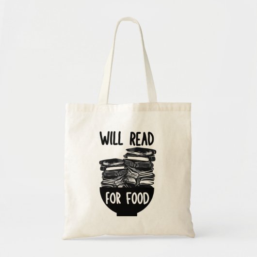 Tote Bag Will Read for Food Funny Bookworm Librarian Gift (Devant)