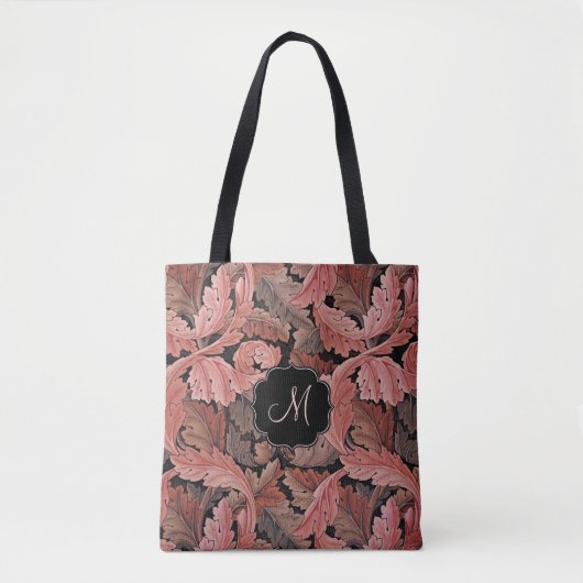 Tote Bag William Morris Acanthus Rose avec Monogram (Devant)