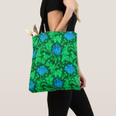 Tote Bag William Morris Anemone, Emerald Green & Turquoise (De près)