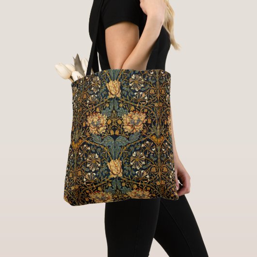 Tote Bag William Morris Antique Honeysuckle Motif Floral (De près)