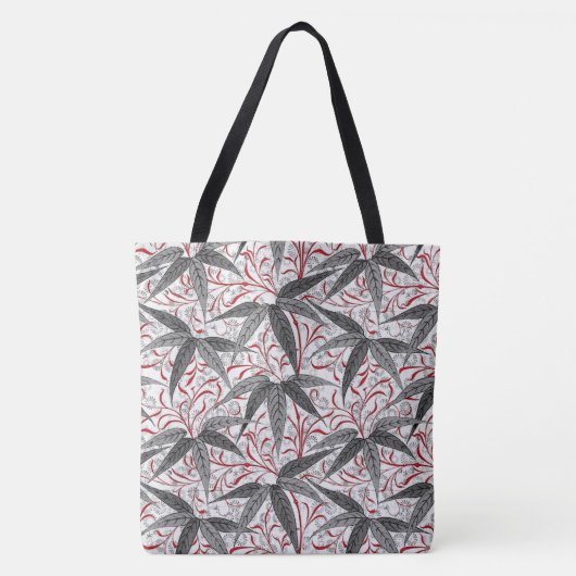Tote Bag William Morris Bamboo Imprimer, gris et blanc (Devant)