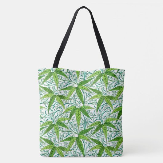 Tote Bag William Morris Bamboo Imprimer, vert et blanc (Dos)