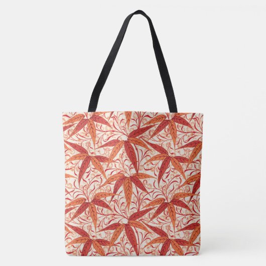 Tote Bag William Morris Bamboo Print, Mandarin Orange (Devant)