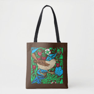 Tote Bag William Morris Bird & Flower Tile, Bleu & Brown