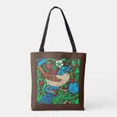 Tote Bag William Morris Bird & Flower Tile, Bleu & Brown (Dos)