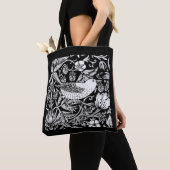 Tote Bag William Morris Bird & Flower Tile, noir et blanc (De près)