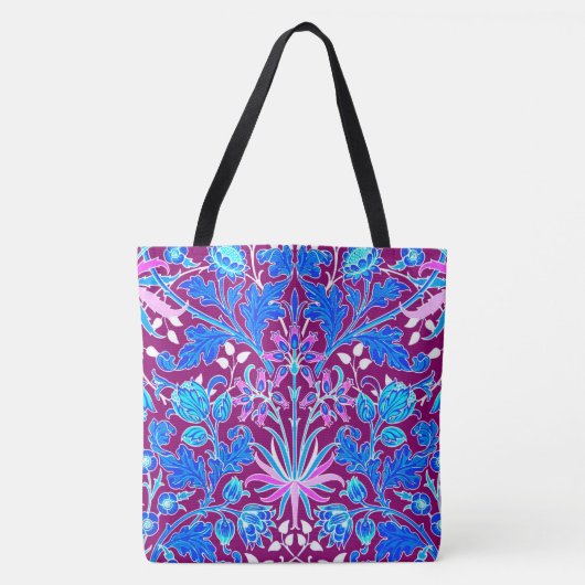 Tote Bag William Morris Hyacinth Imprimer, Aqua et Purple (Devant)
