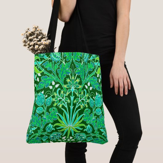 Tote Bag William Morris Hyacinth Imprimer, Emerald Green (De près)