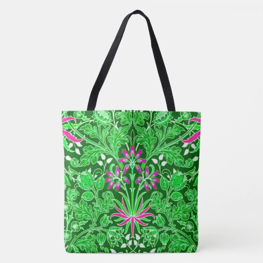 Tote Bag William Morris Hyacinth Imprimer, Lime Green (Devant)