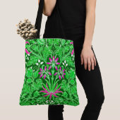 Tote Bag William Morris Hyacinth Imprimer, Lime Green (De près)