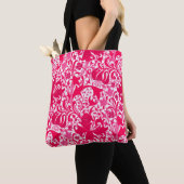 Tote Bag William Morris Iris et Lily, Fuchsia Pink (De près)