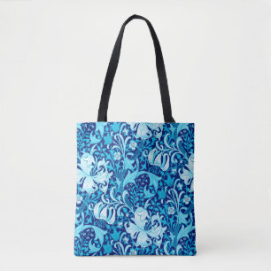 Tote Bag William Morris Iris et Lily, Indigo Blue & White