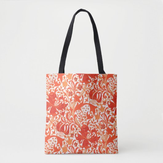 Tote Bag William Morris Iris et Lily, Mandarin Orange (Devant)